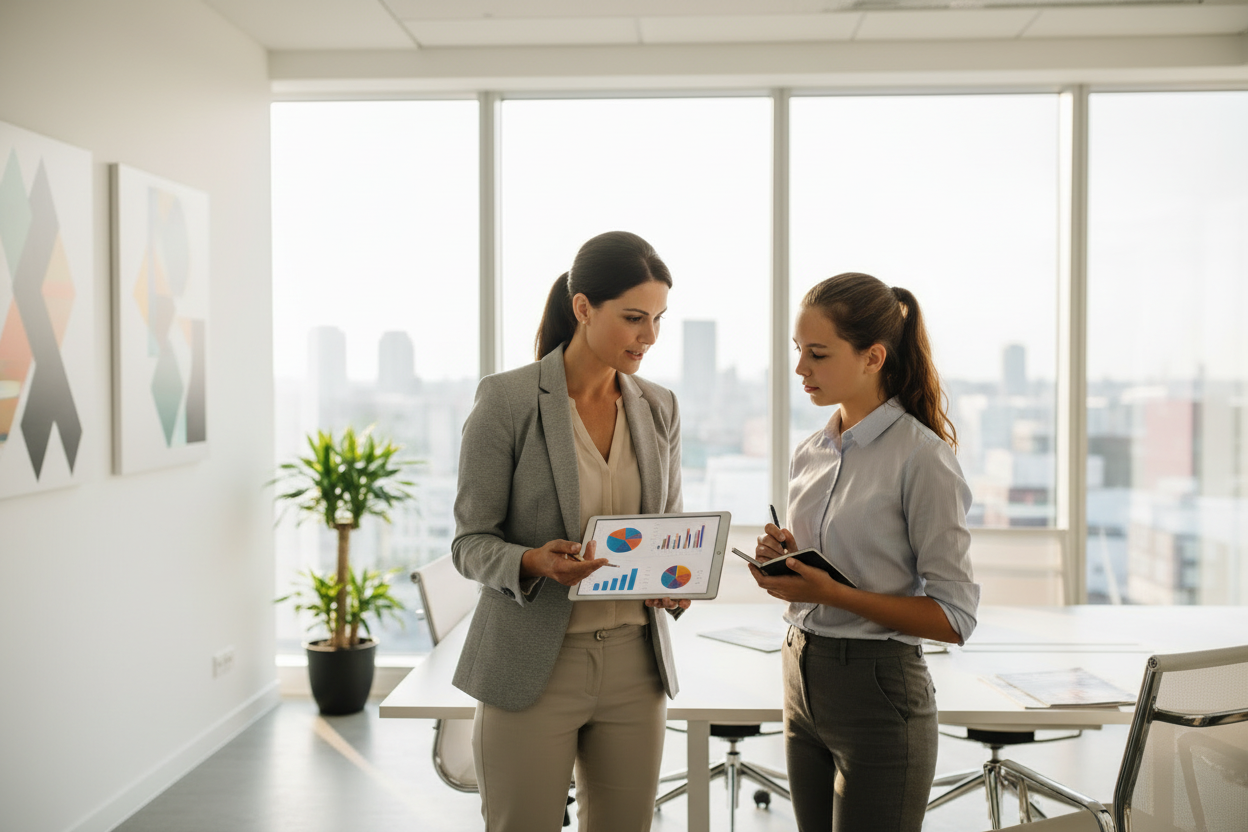 make the background a modern office space